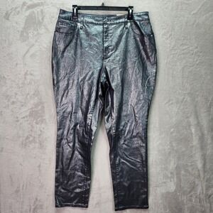 INC International Concepts Womens 16W Silver Coated Straight Leg High Rise Jeans